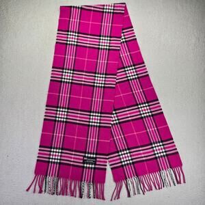 100% Cashmere Scarf Pink Plaid Made in Scotland (12"x 65") Quiet Luxury